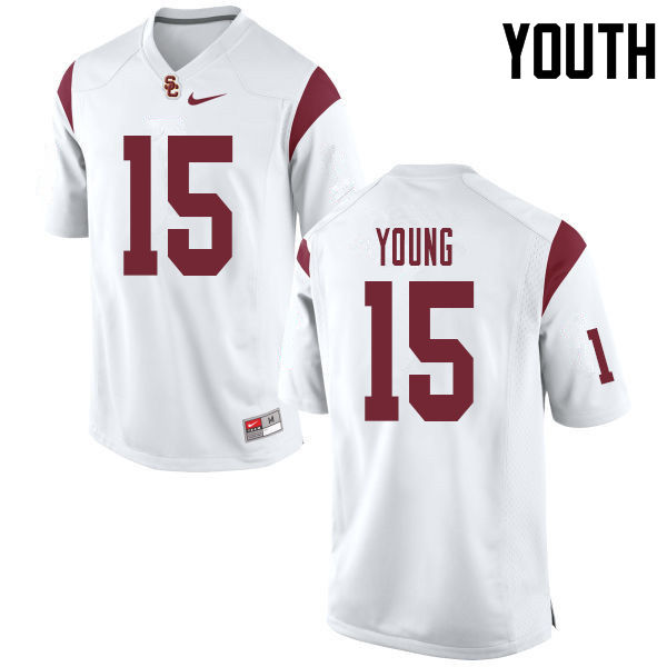 Youth #15 Keyshawn Young USC Trojans College Football Jerseys Sale-White - Click Image to Close